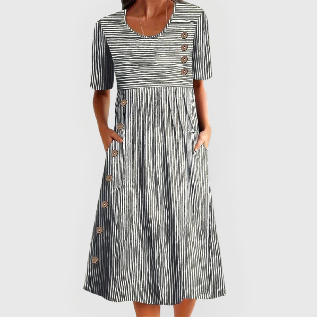 Sleek Women's Midi Dress | Lightweight Striped Design, Summer Essential 1