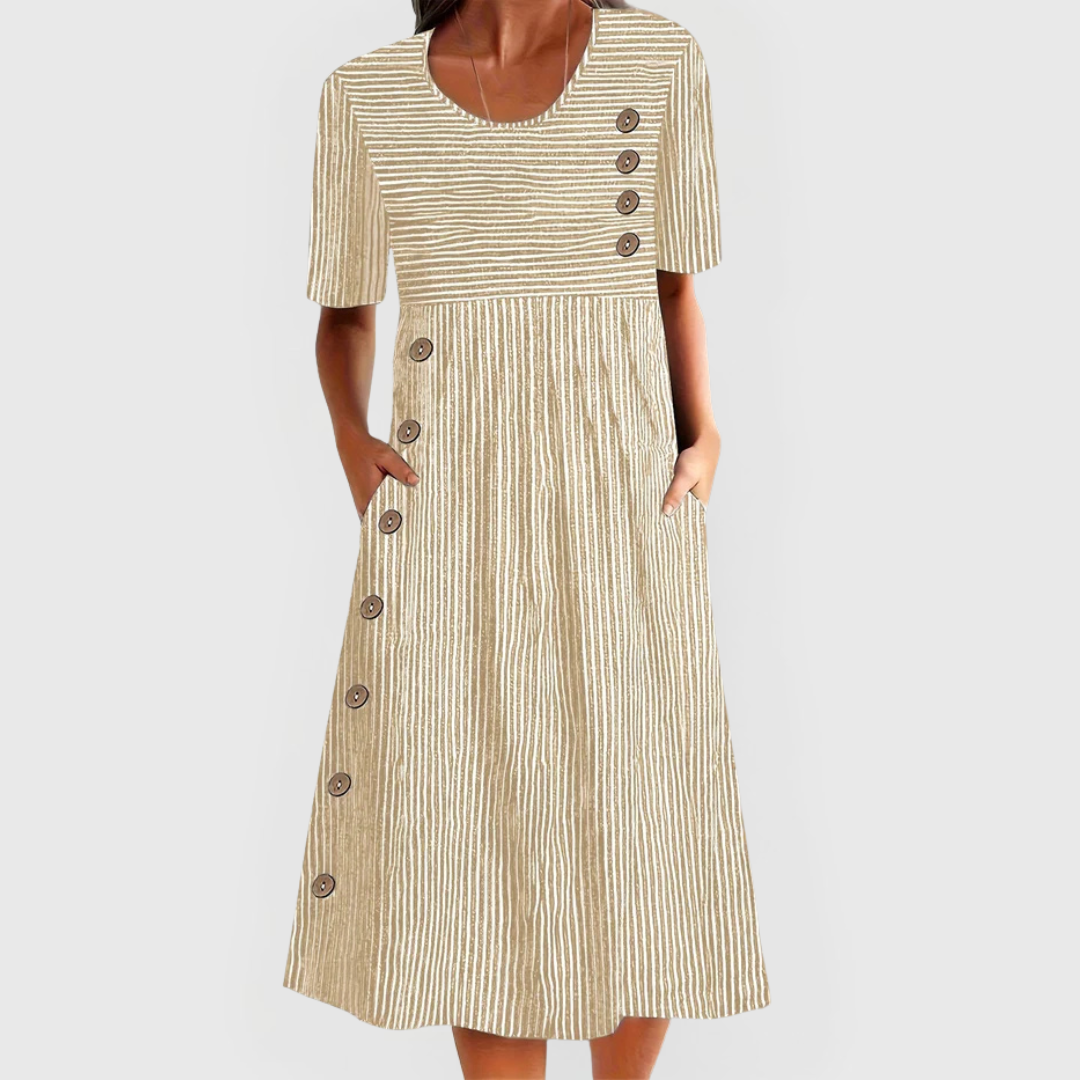 Sleek Women's Midi Dress | Lightweight Striped Design, Summer Essential 2