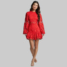 Solemn Women's Black Mini Dress | Premium Lace, Flared Sleeves 6