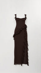 Sophie Women's Maxi Dress | Elegant Ruffles, High Slit for Summer Events 2