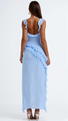 Sophie Women's Maxi Dress | Elegant Ruffles, High Slit for Summer Events 4