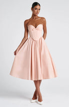 Sophie Women's Midi Dress | Corset Detailing, Elegant Full Skirt 2