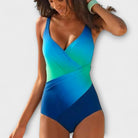 Tara Women's One-Piece Swimsuit | Elegant Wrap-Front Design, Plus Size Swimwear Available 3