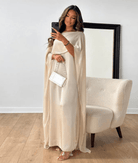 Tayma Women's Maxi Dress | Satin Blend, Elegant Cape Sleeves 0
