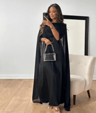 Tayma Women's Maxi Dress | Satin Blend, Elegant Cape Sleeves 2