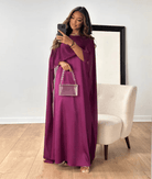 Tayma Women's Maxi Dress | Satin Blend, Elegant Cape Sleeves 5