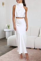 Tessy Women's Maxi Dress | Satin Halter Neck, Elegant Summer Formal Wear 1