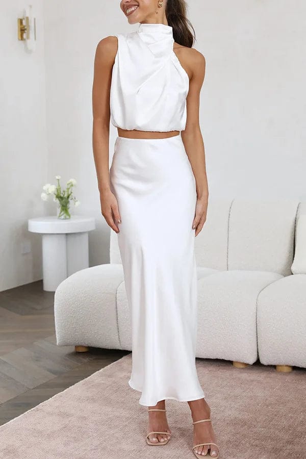Tessy Women's Maxi Dress | Satin Halter Neck, Elegant Summer Formal Wear 1