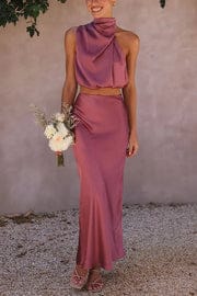Tessy Women's Maxi Dress | Satin Halter Neck, Elegant Summer Formal Wear 5