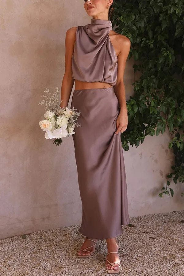 Tessy Women's Maxi Dress | Satin Halter Neck, Elegant Summer Formal Wear 7