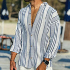 Tim Men's Striped Dress Shirt | Breathable Linen, Classic Fit 0
