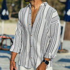 Tim Men's Striped Dress Shirt | Breathable Linen, Classic Fit 2