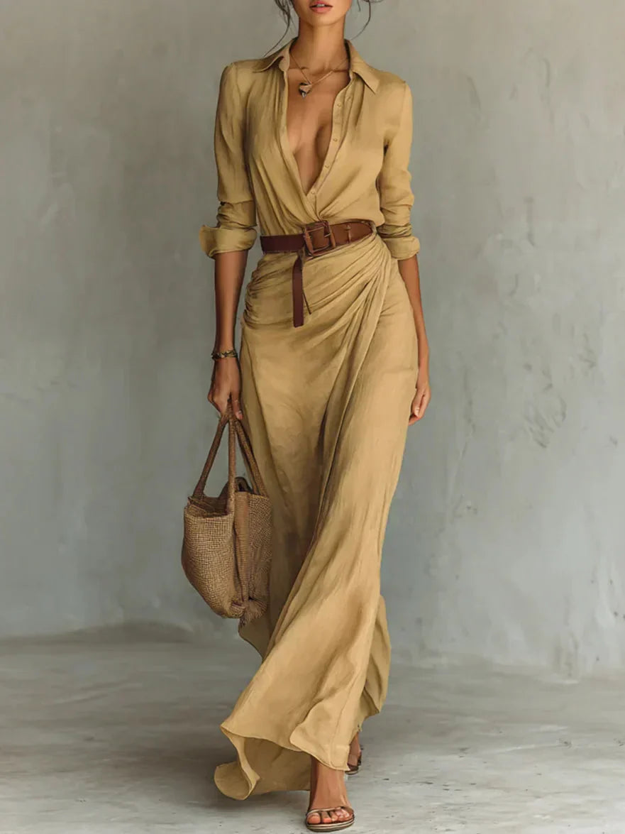 Ulyssa Women's Maxi Dress | Wrap Style with Lapel Collar, Lightweight and Flowy 0