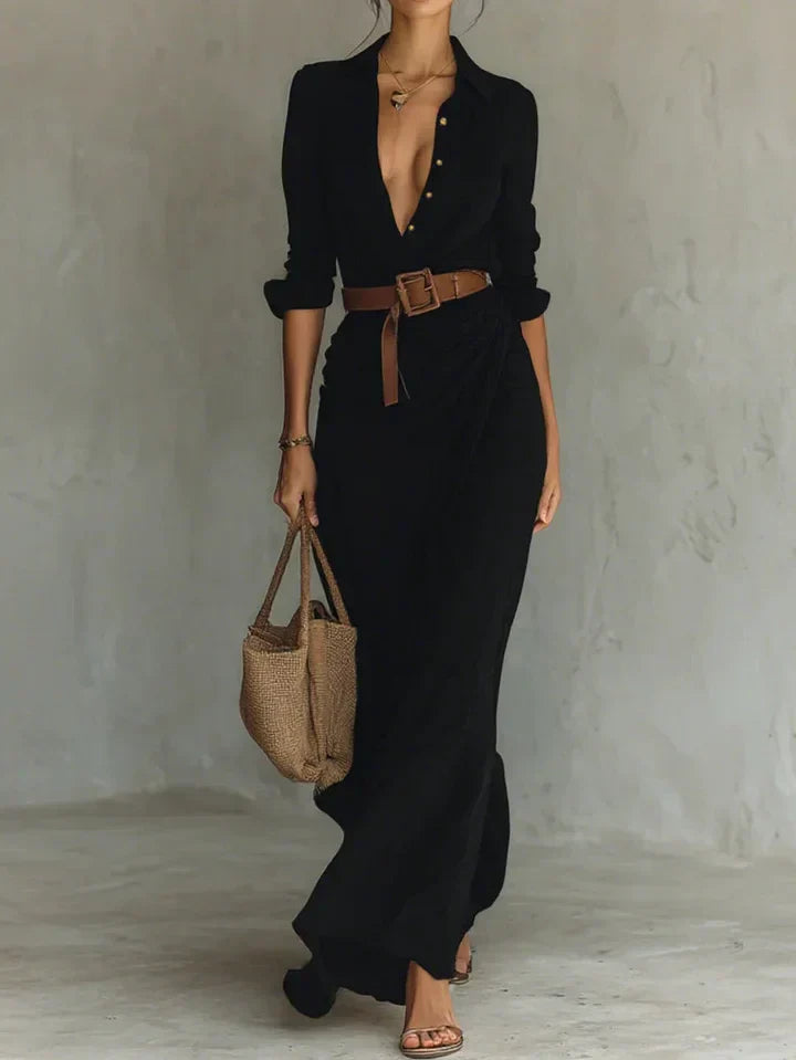 Ulyssa Women's Maxi Dress | Wrap Style with Lapel Collar, Lightweight and Flowy 1