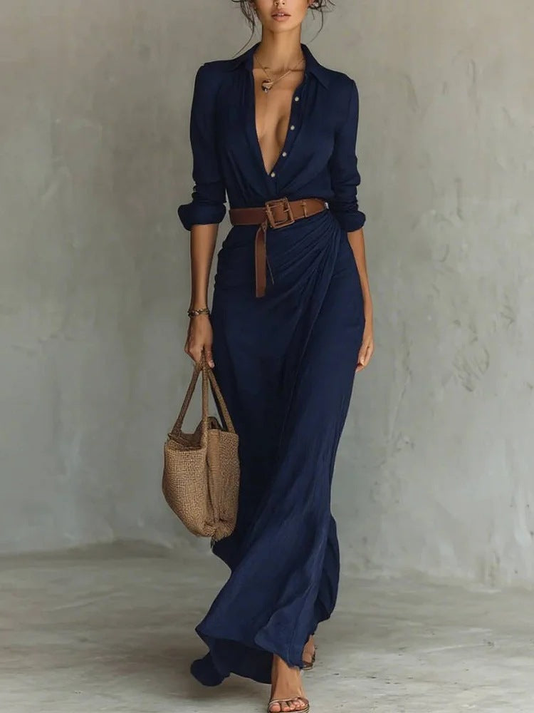 Ulyssa Women's Maxi Dress | Wrap Style with Lapel Collar, Lightweight and Flowy 4