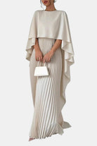 Veda Women's Maxi Dress | Pleated Chiffon, High Neck Elegance 1