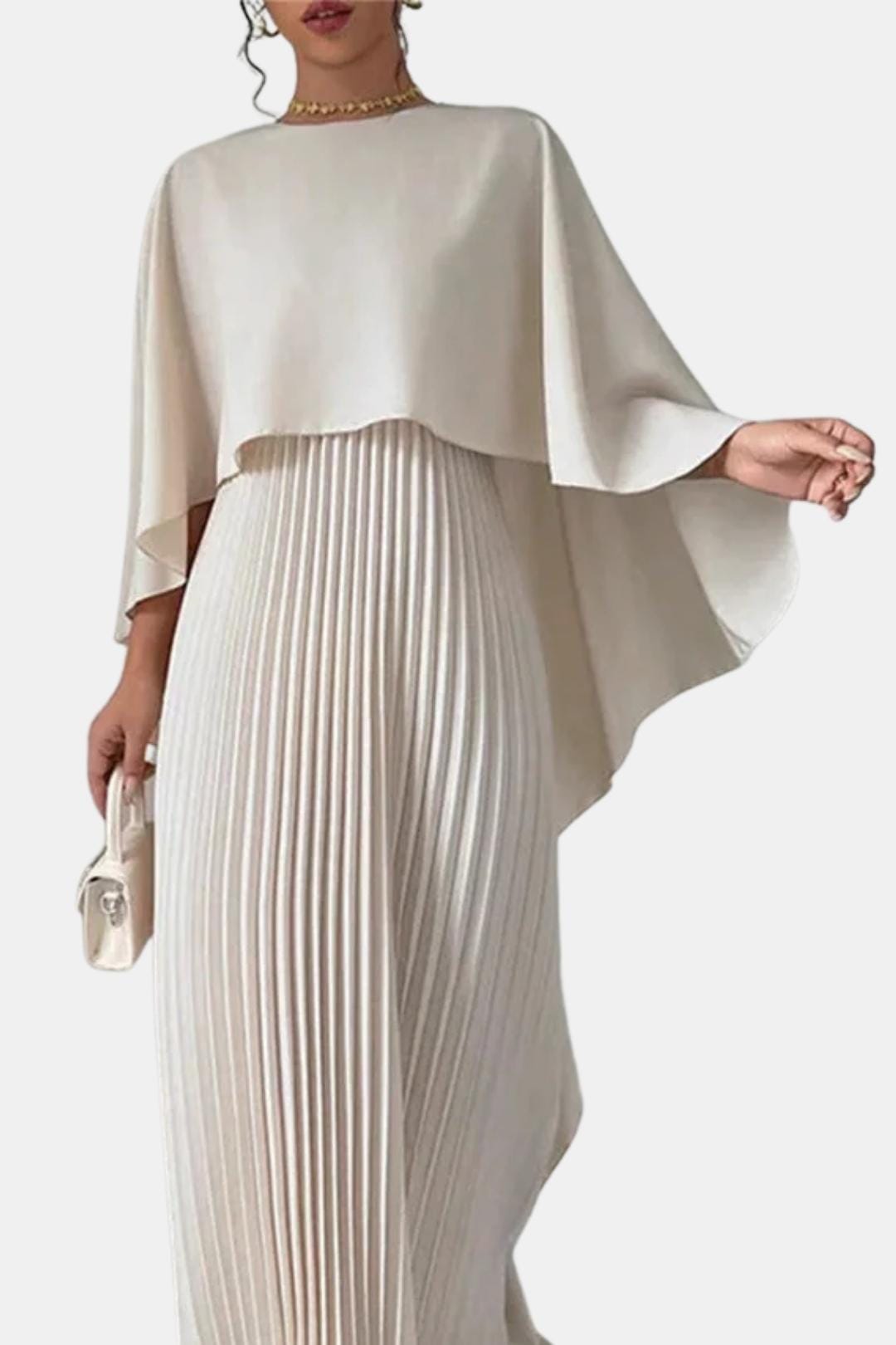 Veda Women's Maxi Dress | Pleated Chiffon, High Neck Elegance 3
