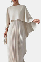 Veda Women's Maxi Dress | Pleated Chiffon, High Neck Elegance 3
