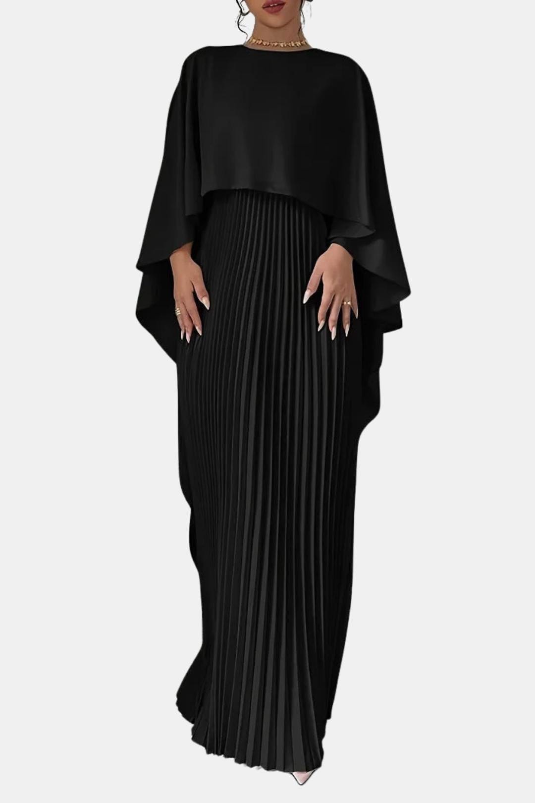 Veda Women's Maxi Dress | Pleated Chiffon, High Neck Elegance 4