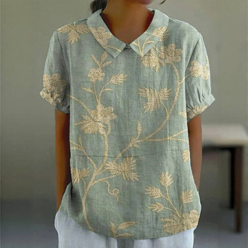 Vera Women's Blouse | Cotton-Polyester Blend, Floral Print Summer Top 1
