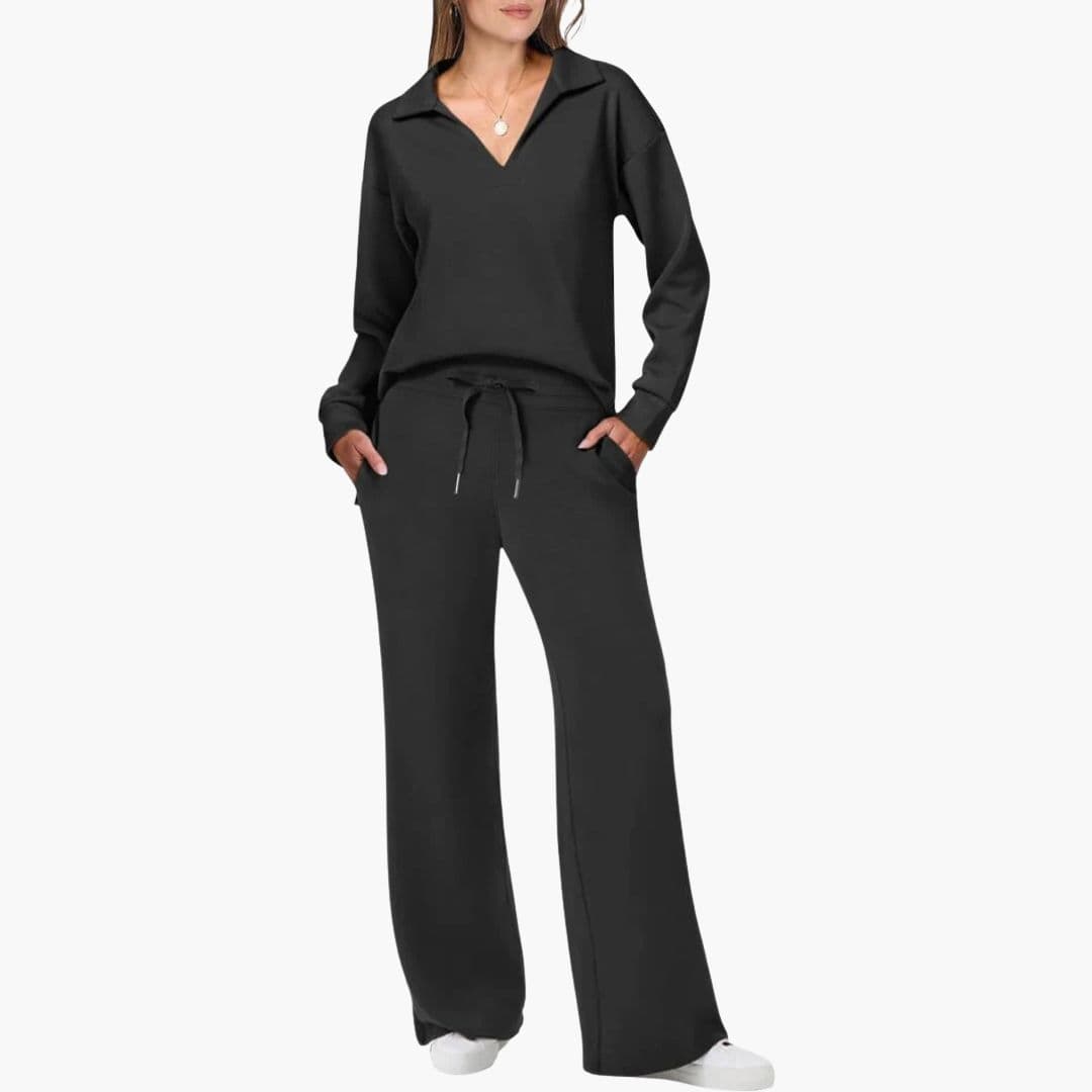 Vera Women's Loungewear Set | V-Neck Top & Relaxed Trousers 2