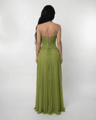 Vera Women's Maxi Dress | Lace Bodice, Olive Green, Formal 2