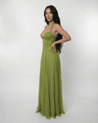 Vera Women's Maxi Dress | Lace Bodice, Olive Green, Formal 5