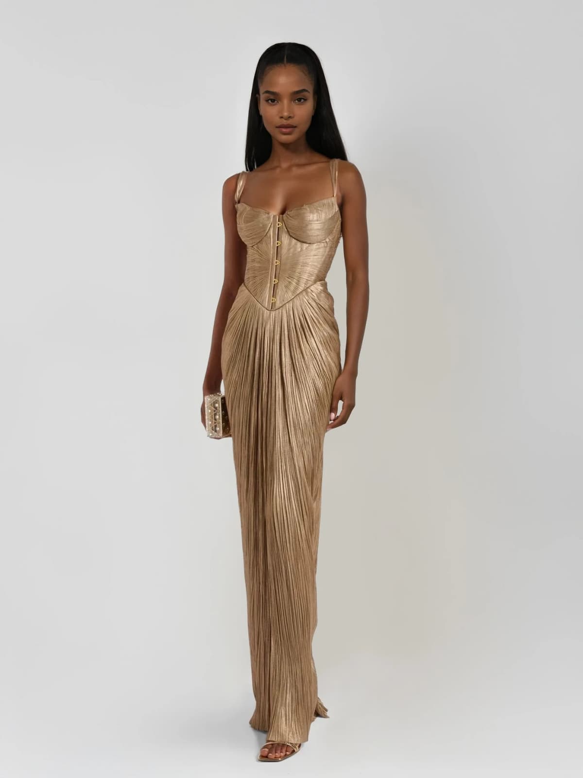 Vera Women's Maxi Dress | Metallic Corset Design, Formal 0
