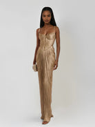 Vera Women's Maxi Dress | Metallic Corset Design, Formal Evening Wear 0