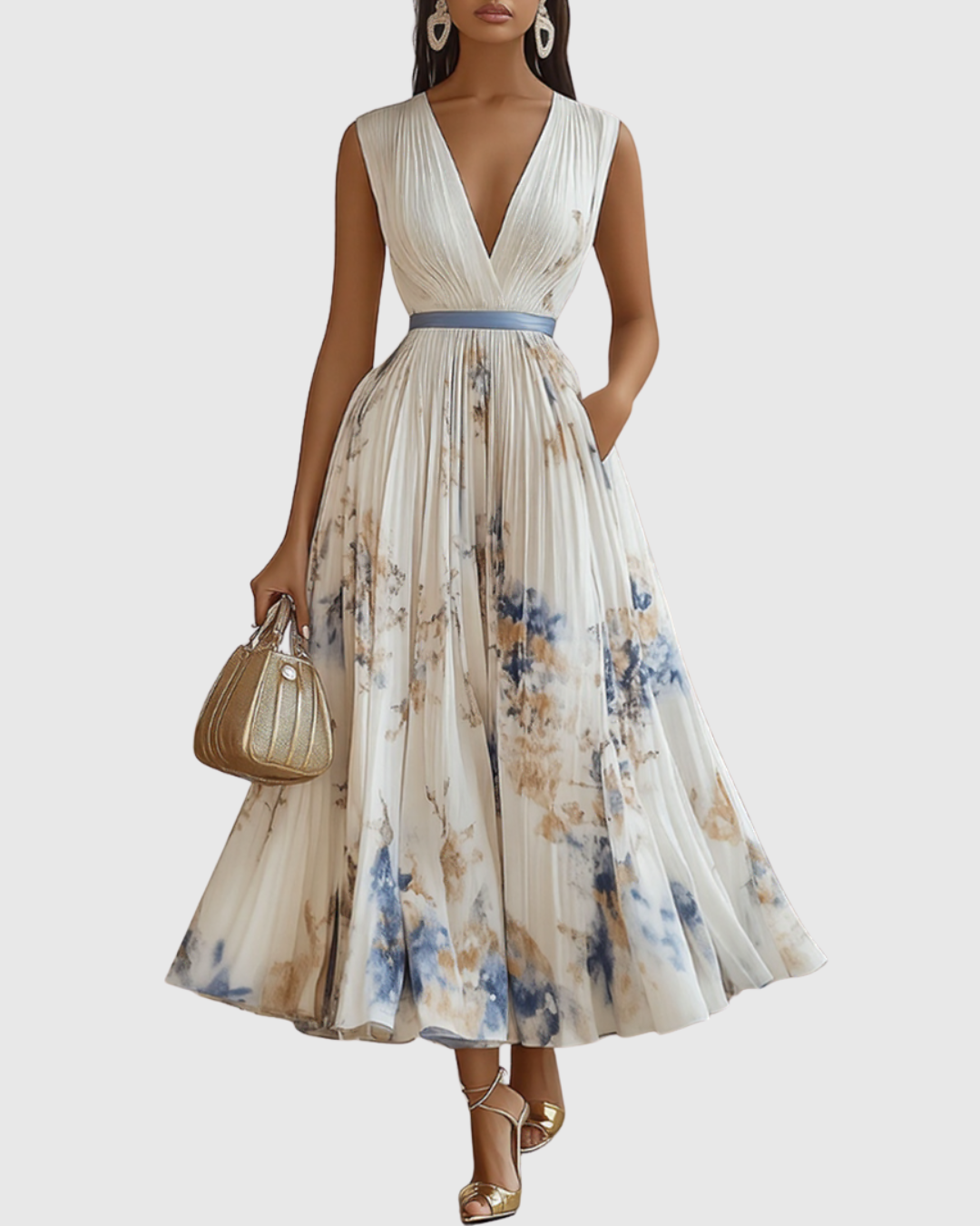 Vera Women's Midi Dress | Floral A-Line, Sleeveless Summer Style 0