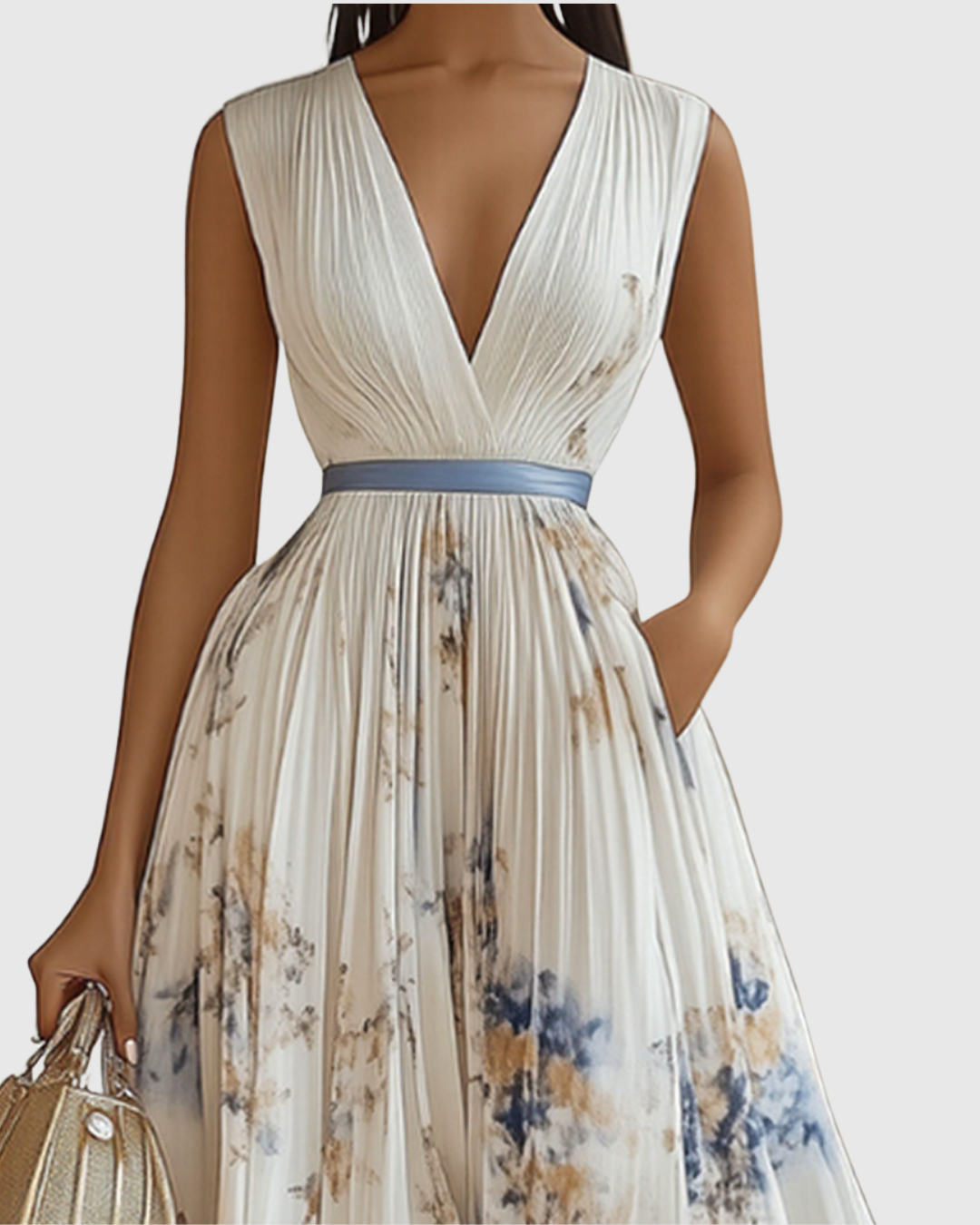 Vera Women's Midi Dress | Floral A-Line, Sleeveless Summer Style 1