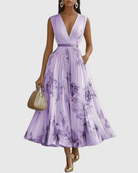 Vera Women's Midi Dress | Floral A-Line, Sleeveless Summer Style 9
