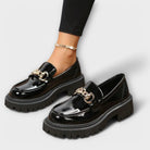 Vira Women's Platform Loafers | Stylish Buckle Detail, Black 0