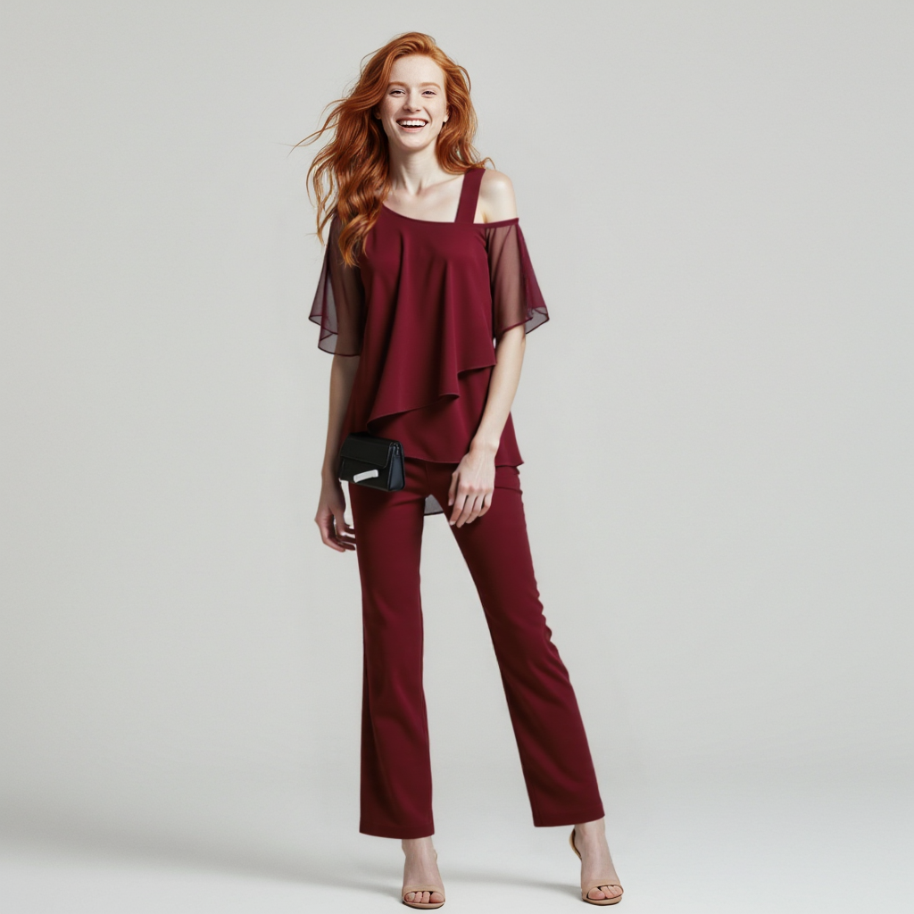 Wendy Women's Jumpsuit | Elegant Cold Shoulder Design, Chic Long Trousers 4