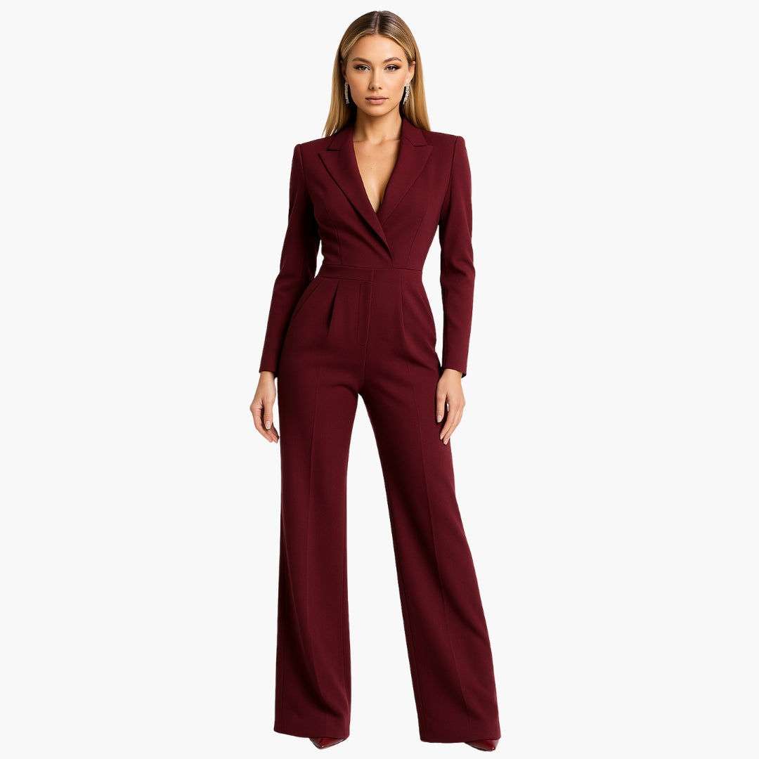 Wendy Women's Jumpsuit | Structured Waist, V-Neck Design 1