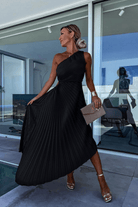 Wendy Women's One-Shoulder Dress | Pleated Asymmetrical Hem, Summer Elegance 2