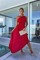 Wendy Women's One-Shoulder Dress | Pleated Asymmetrical Hem, Summer Elegance 3