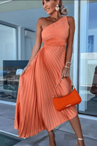 Wendy Women's One-Shoulder Dress | Pleated Asymmetrical Hem, Summer Elegance 4