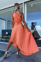 Wendy Women's One-Shoulder Dress | Pleated Asymmetrical Hem, Summer Elegance 5