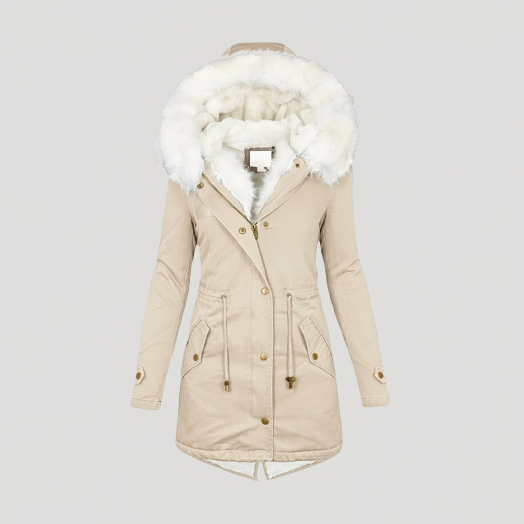 Wendy Women's Parka Jacket | Faux Fur Hood, Belted Design 3