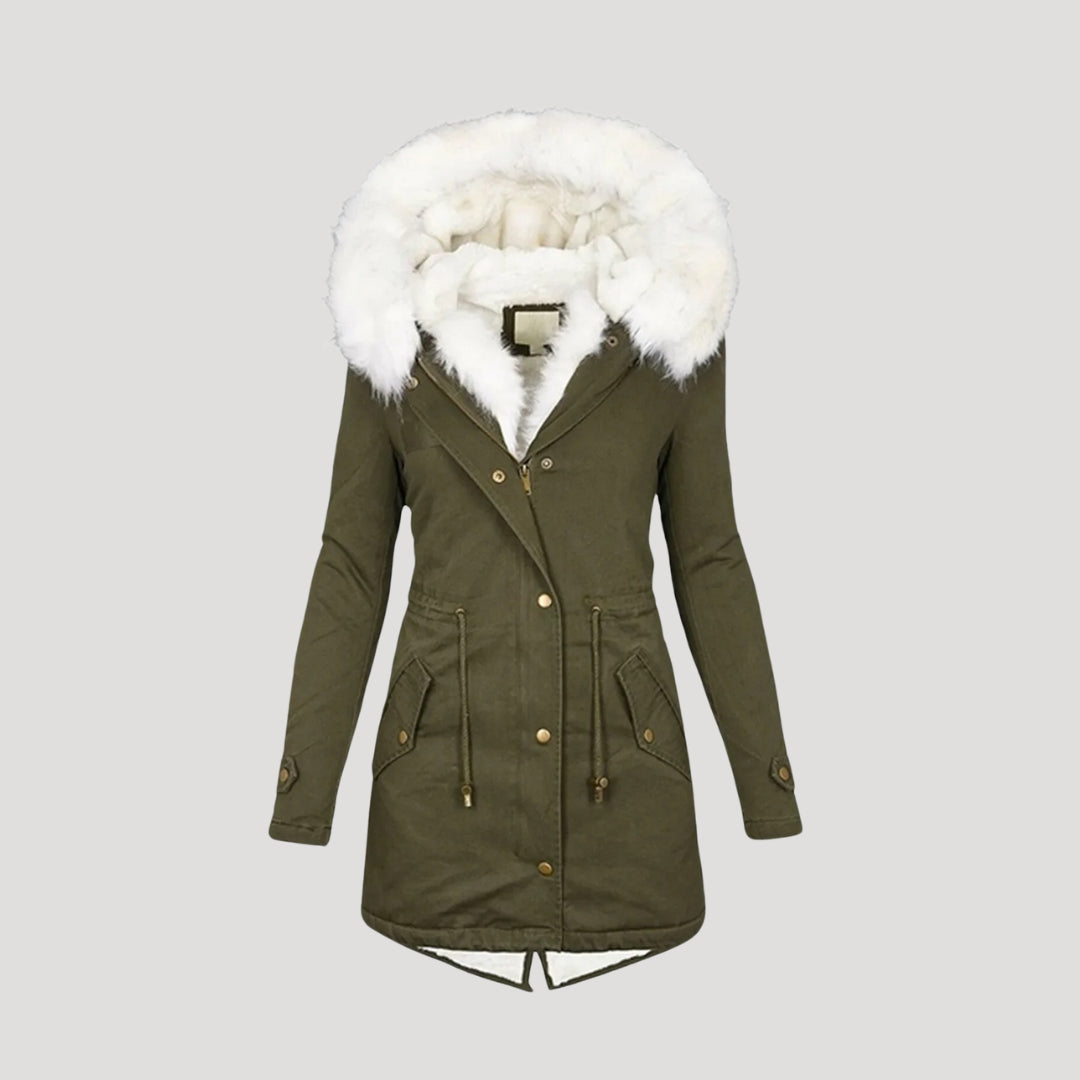 Wendy Women's Parka Jacket | Faux Fur Hood, Belted Design 4