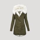 Wendy Women's Parka Jacket | Faux Fur Hood, Belted Design 4