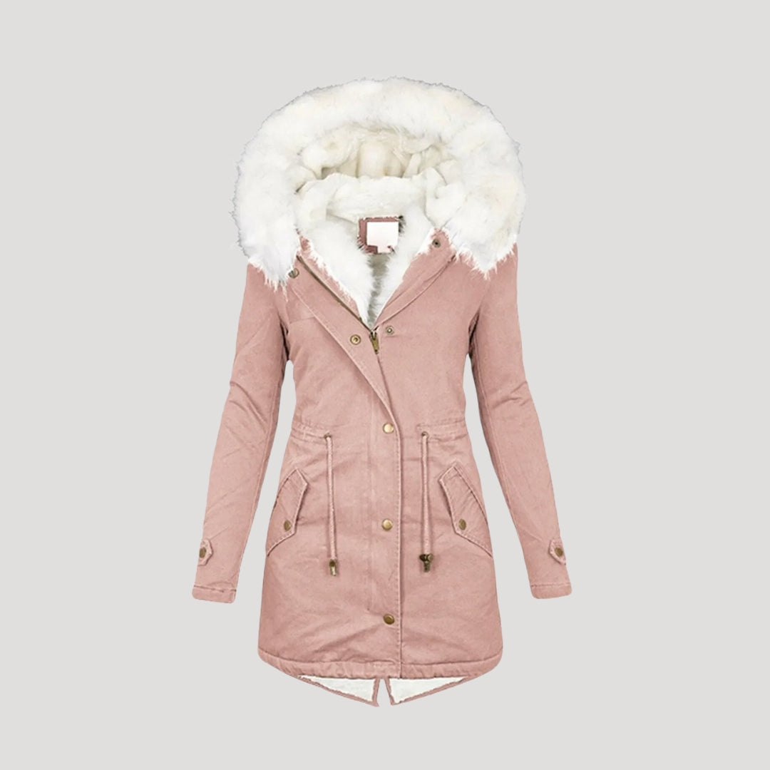 Wendy Women's Parka Jacket | Faux Fur Hood, Belted Design 5