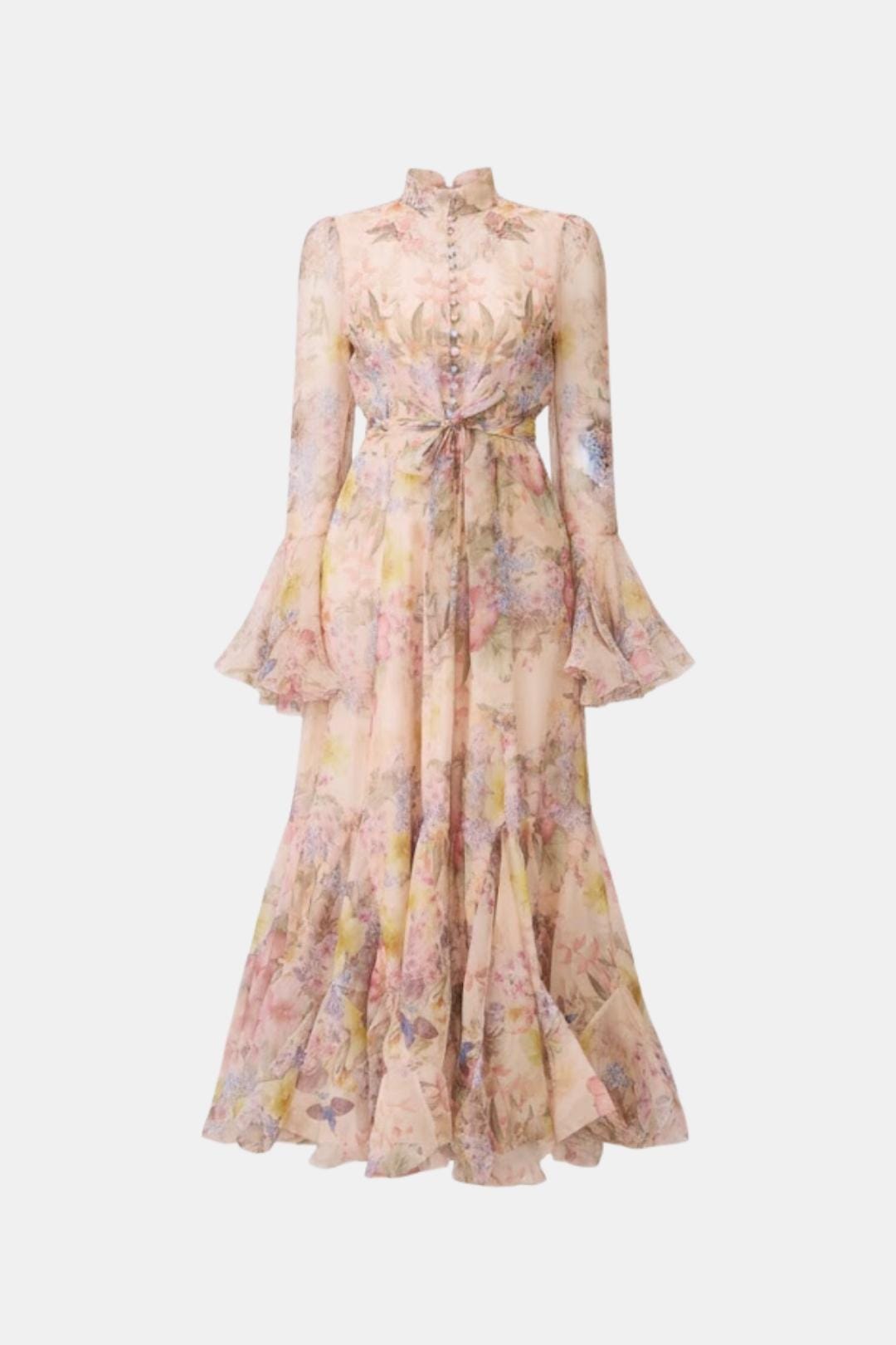 Xyla Women's Maxi Dress | Floral Print with Ruffle Cuffs, Elegant Summer Style 0