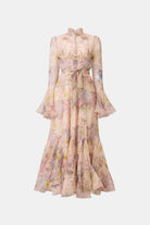 Xyla Women's Maxi Dress | Floral Print with Ruffle Cuffs, Elegant Summer Style 0