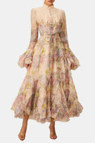 Xyla Women's Maxi Dress | Floral Print with Ruffle Cuffs, Elegant Summer Style 1