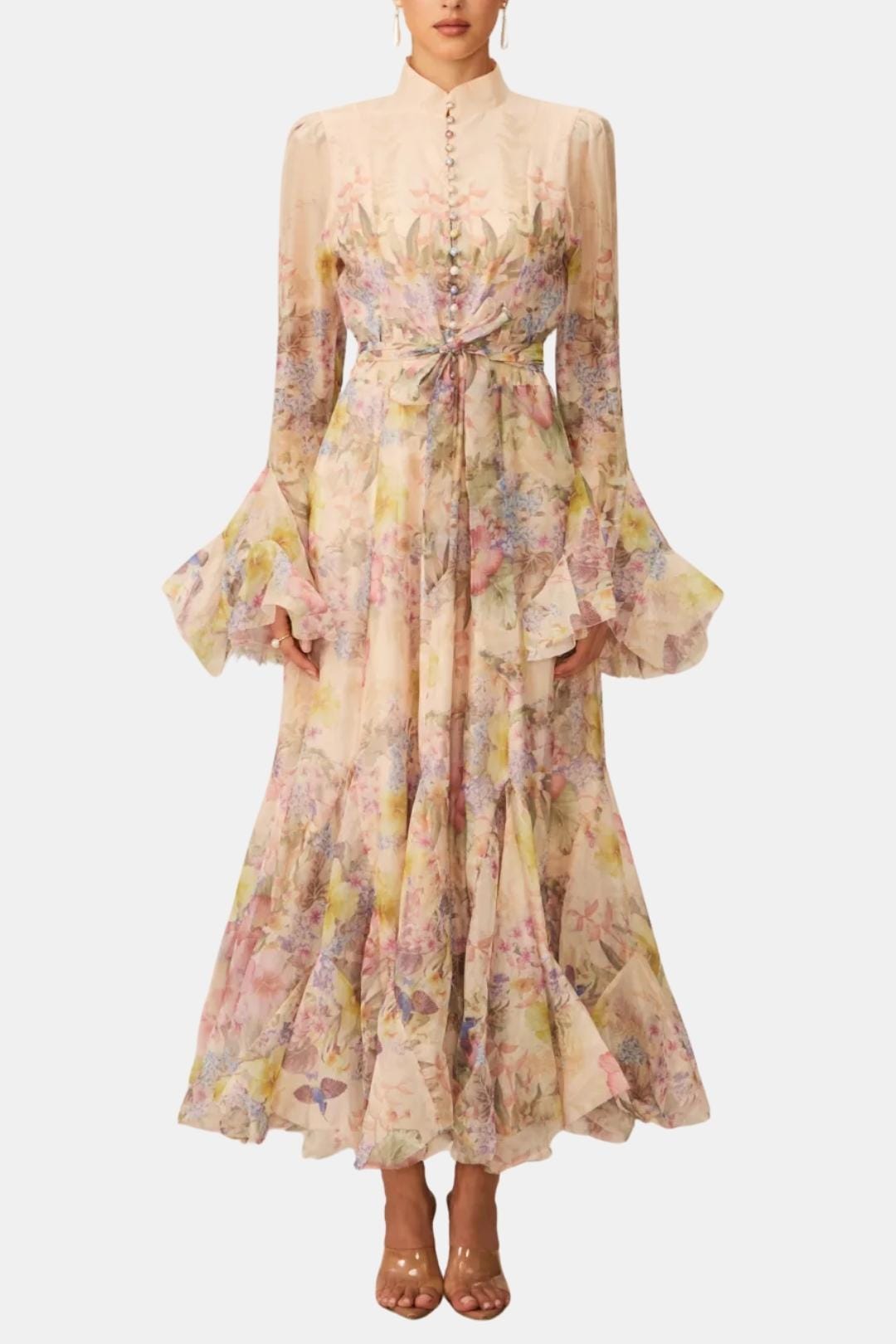 Xyla Women's Maxi Dress | Floral Print with Ruffle Cuffs, Elegant Summer Style 3