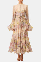Xyla Women's Maxi Dress | Floral Print with Ruffle Cuffs, Elegant Summer Style 3