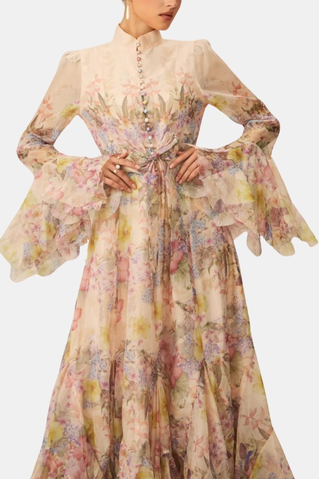 Xyla Women's Maxi Dress | Floral Print with Ruffle Cuffs, Elegant Summer Style 5