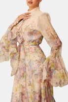 Xyla Women's Maxi Dress | Floral Print with Ruffle Cuffs, Elegant Summer Style 6